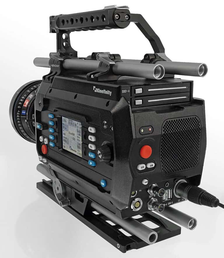 KineRAW-S35 cinema camera with dual SSD slots and side control panel