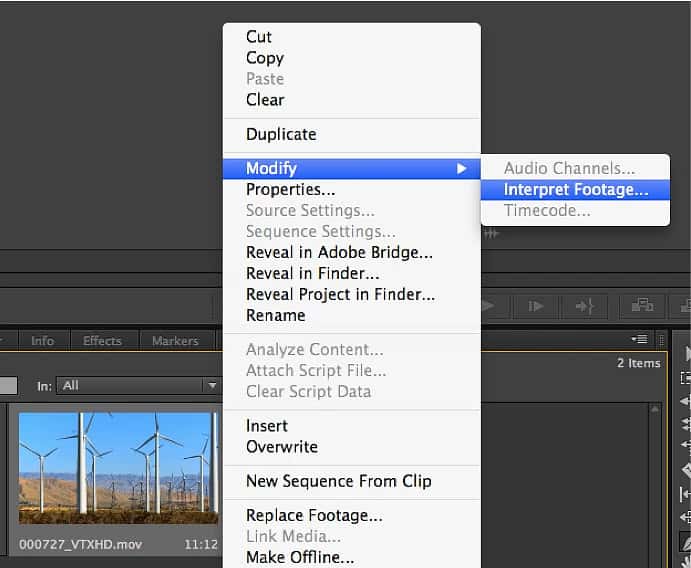 hit Modify > Interpret Footage. Once the setting box opens, click “Frame Rate” and choose “Assume this Frame Rate”.